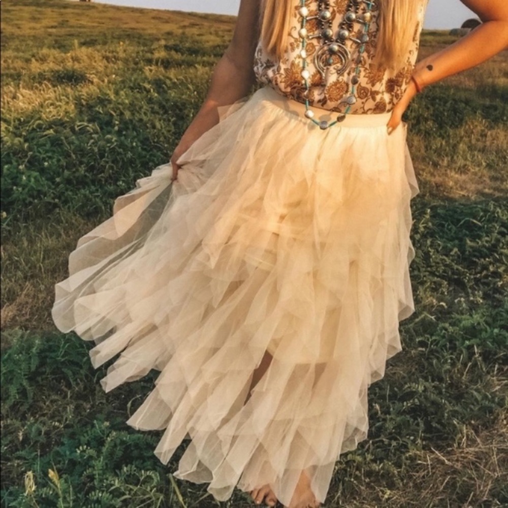 New Tiered Midi Bohemian Evening Skirt
